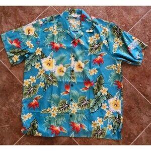Alvish Hawaiian Button Down Shirt Floral Short Sleeve Men's Size XL See Descrip